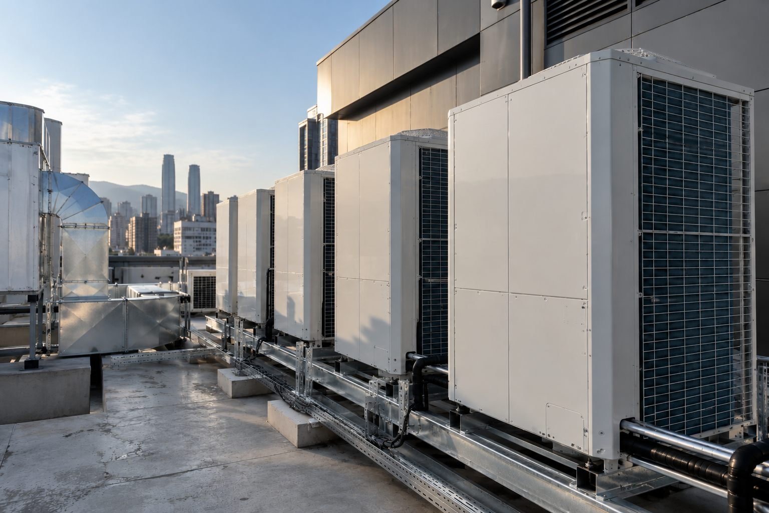 Ticari yapı çatısında VRF dış ünite grubu
